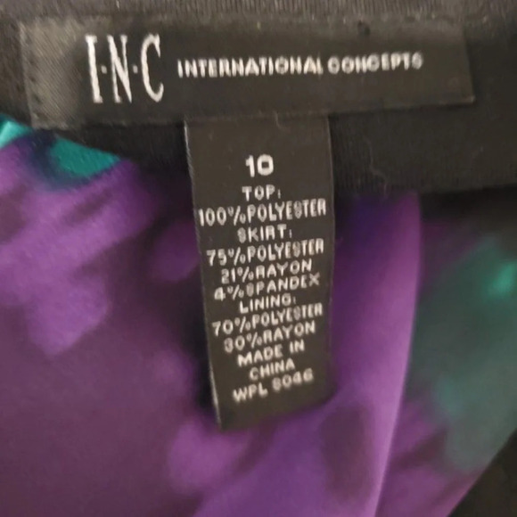 💚5/$25 I.N.C International Concepts Print Combo Sleeveless Peplum Belted Dress - Picture 9 of 9